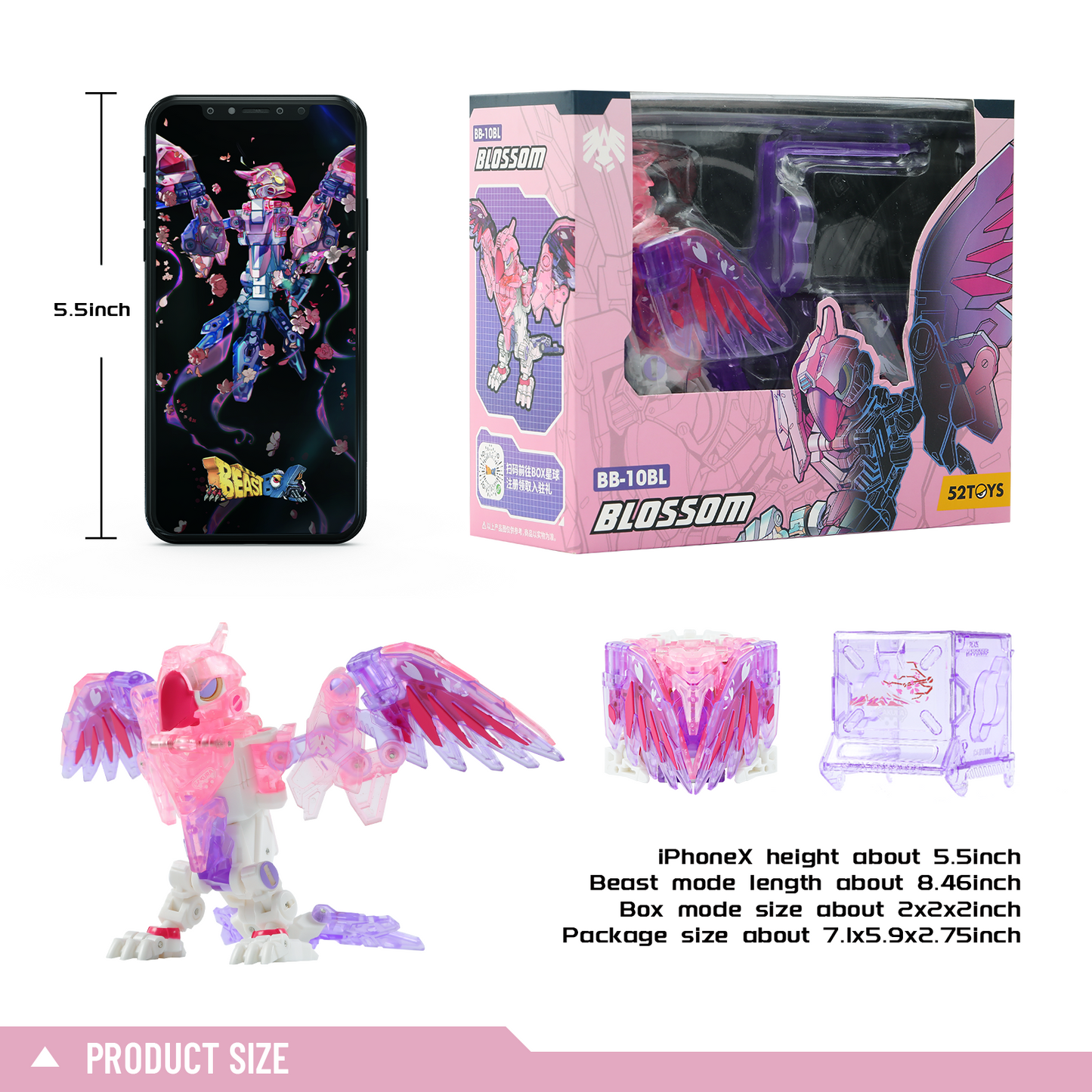52TOYS BEASTBOX BB-10BL BLOSSOM Parrot Deformation Toys Action Figure, Transforms in Mecha and Cube