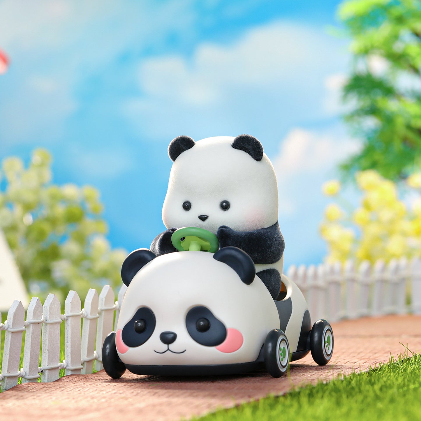 52TOYS Panda Roll Kindergarten Series, 1Pc Blind Box Random Cute Popular Collectible Flocking Panda Figures Toys, Creative Panda Gift for Boy Girl