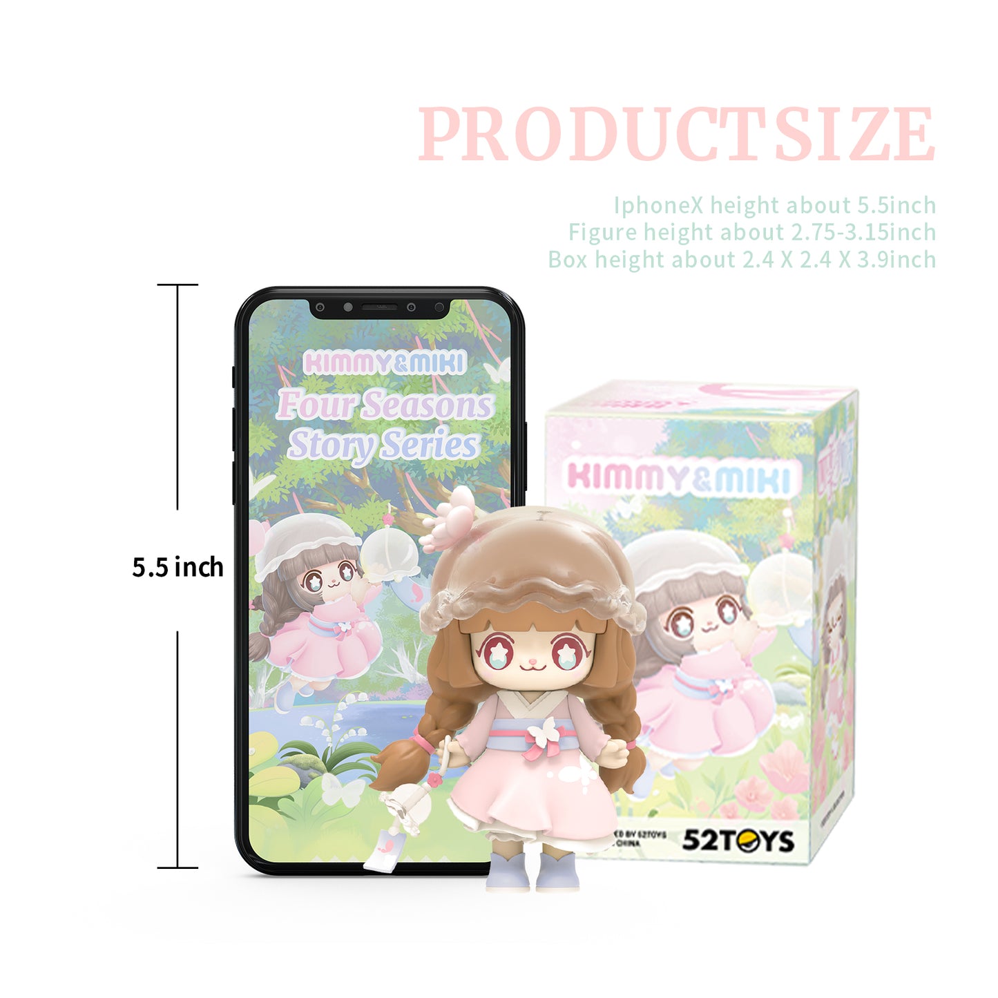 52Toys Kimmy & Miki Four Seasons Story Series 1PC Action Figure Collectible Toy Desktop Decoration 3.3 Inch Gift for Birthday Party Holiday