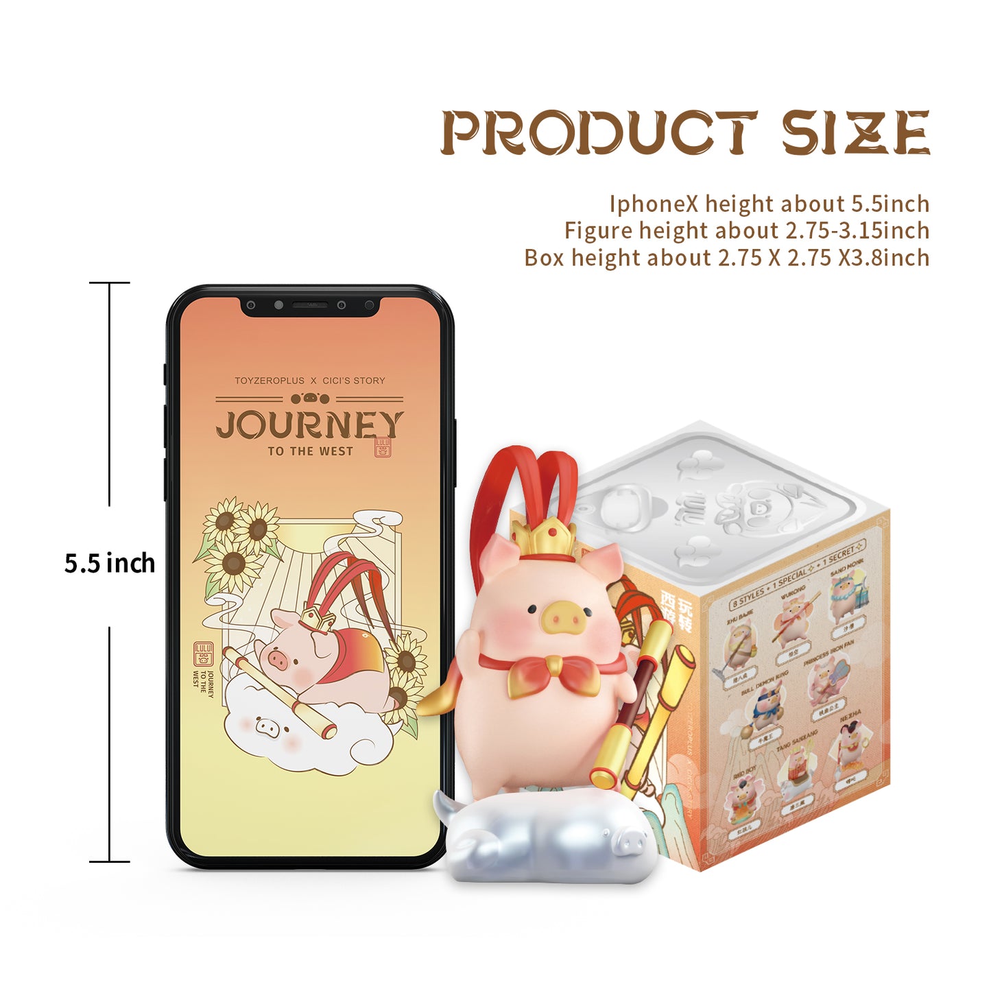LuLu The Piggy Journey to The West Series Cute Blind Box Toy, Collectible Flocking Sun Wukong Monkey King Pig Zhu Bajie Vinyl Figure (1 PC)