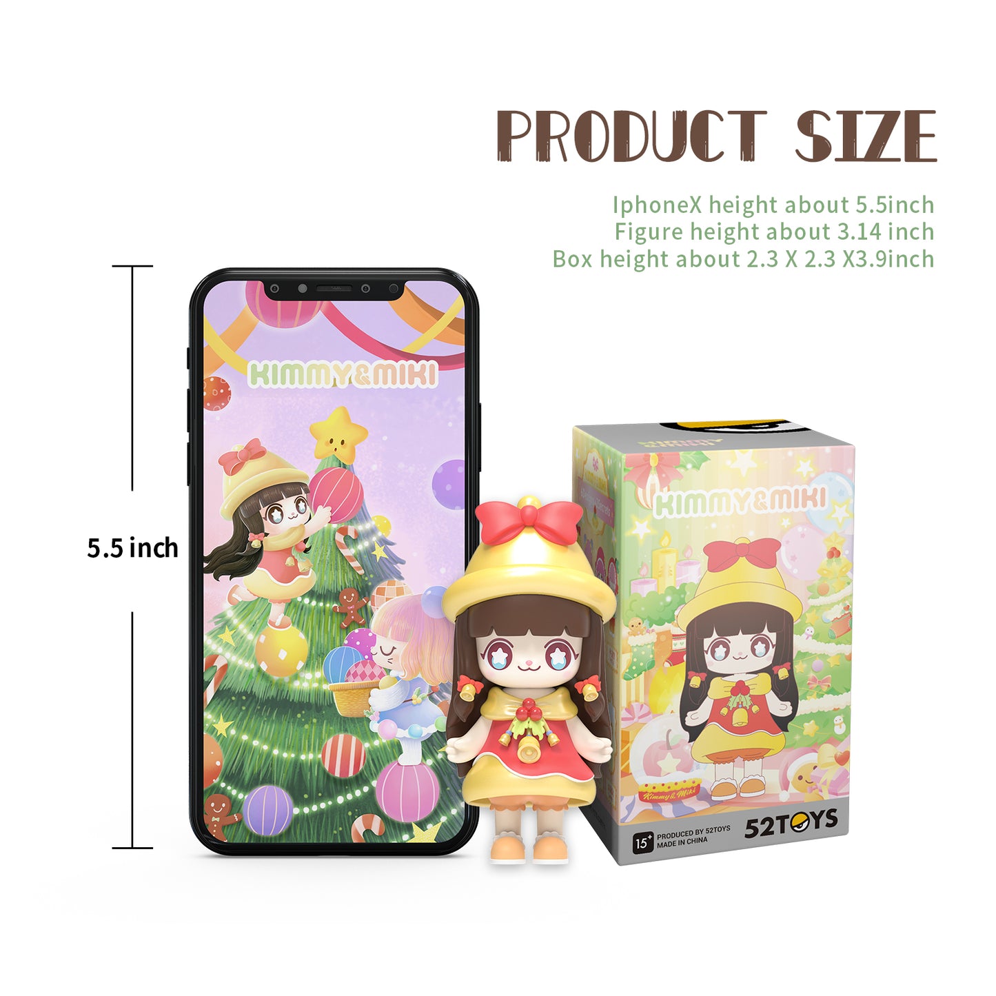 52Toys Blind Box Kimmy&Miki Merry Christmas, 1PC Action Figure, Collectible Toy Desktop Decoration 3 Inch, Gift for Christmas