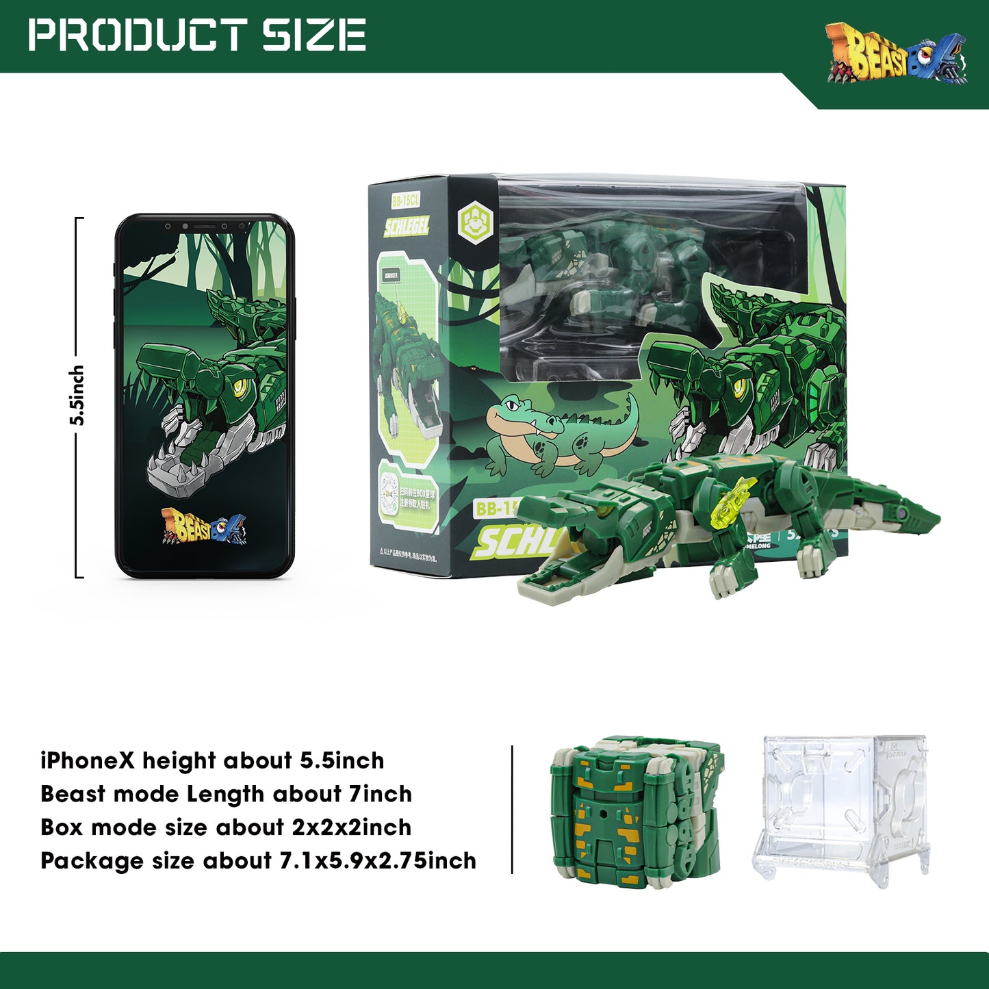 52TOYS BEASTBOX BB-15CL SCHLEGEL Crocodile Deformation Toys Action Figure, Transforms in Mecha and Cube