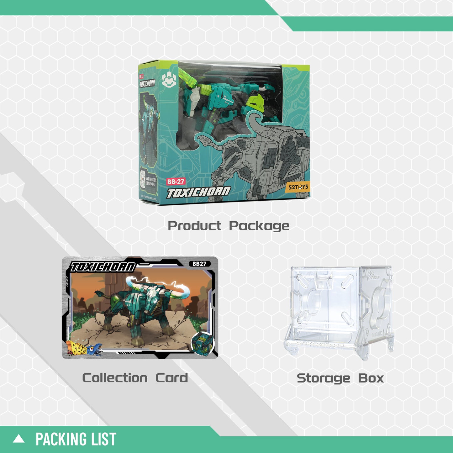 52TOYS BEASTBOX BB-27 TOXICHORN Buffalo Deformation Toys Action Figure, Transforms in Mecha and Cube