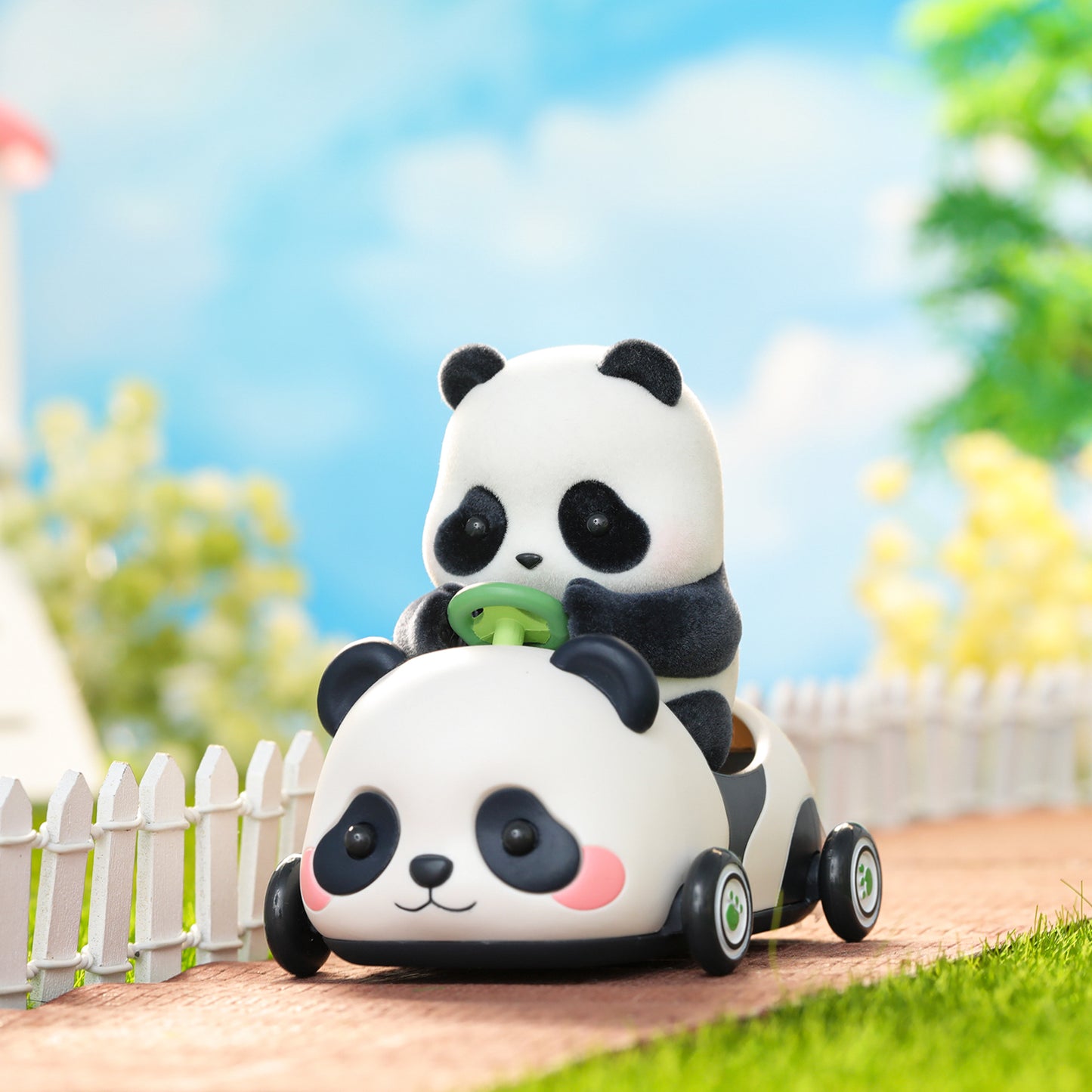 52TOYS Panda Roll Kindergarten Series, 1Pc Blind Box Random Cute Popular Collectible Flocking Panda Figures Toys, Creative Panda Gift for Boy Girl