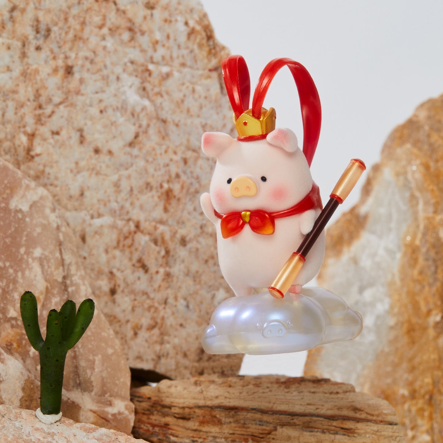 LuLu The Piggy Journey to The West Series Cute Blind Box Toy, Collectible Flocking Sun Wukong Monkey King Pig Zhu Bajie Vinyl Figure (1 PC)