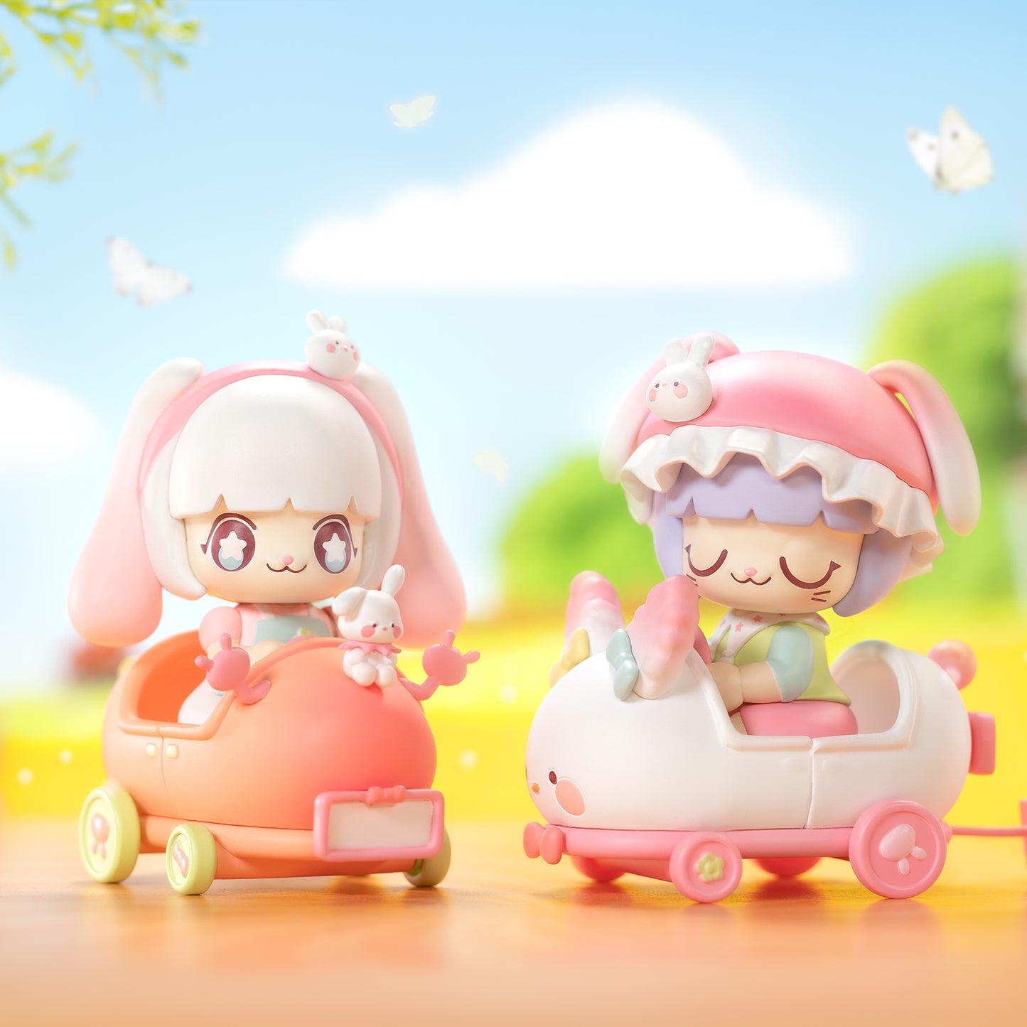 52TOYS Blind Box Kimmy&Miki Baby Bumper Cars Series, 1Pc Action Figure, Collectible Toy Desktop Decoration 3.3 Inch, Mystery Box Gift