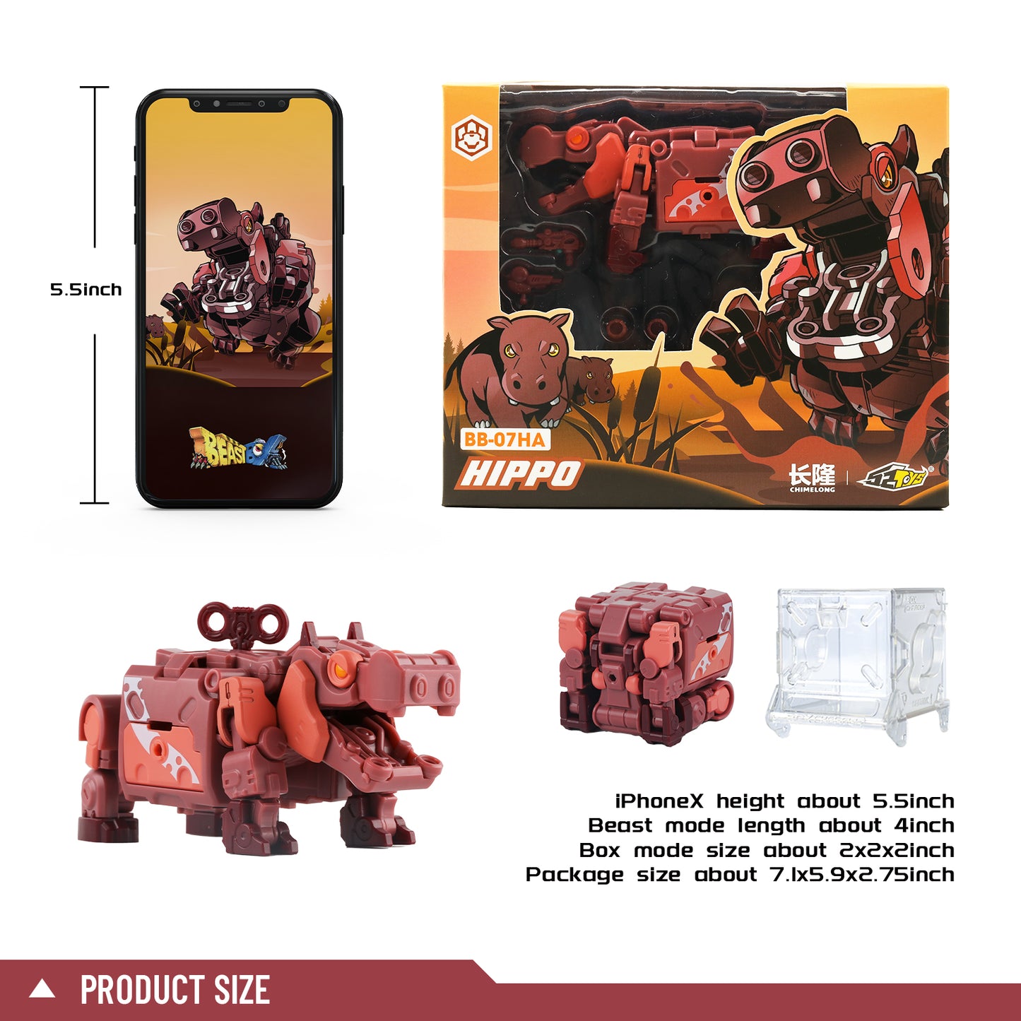 52TOYS BEASTBOX BB-07HA HIPPO Deformation Toys Action Figure, Transforms in Mecha and Cube