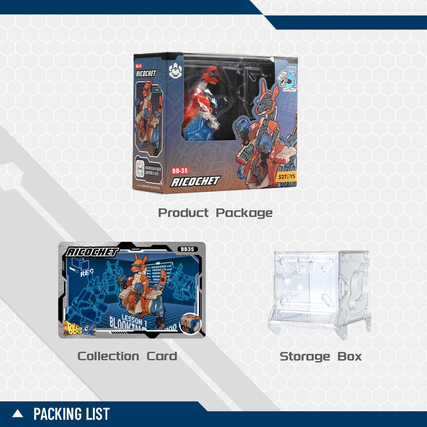 52TOYS BEASTBOX BB-35 RICOCHET Kangaroo Deformation Toys Action Figure, Transforms in Mecha and Cube
