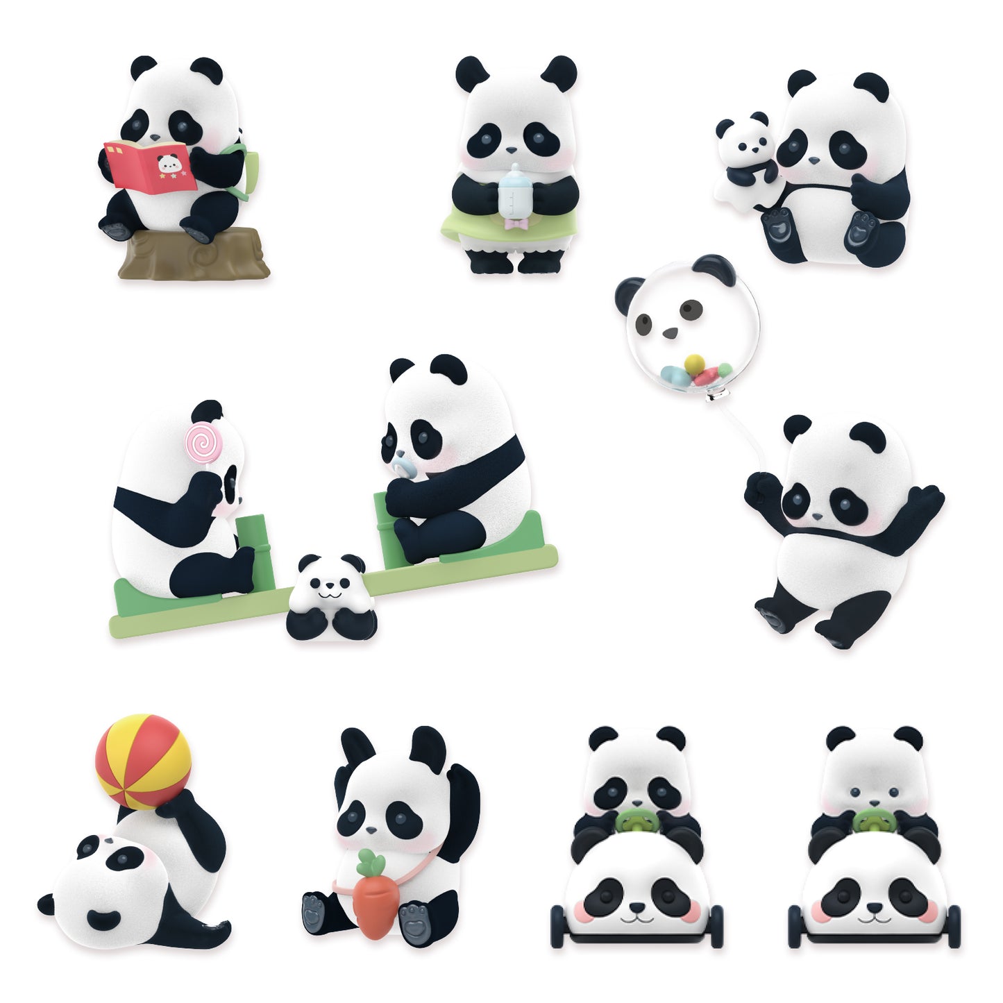52TOYS Panda Roll Kindergarten Series, 1Pc Blind Box Random Cute Popular Collectible Flocking Panda Figures Toys, Creative Panda Gift for Boy Girl