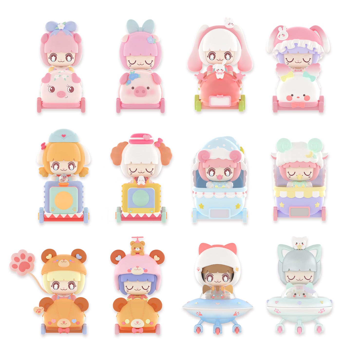 52TOYS Blind Box Kimmy&Miki Baby Bumper Cars Series, 1Pc Action Figure, Collectible Toy Desktop Decoration 3.3 Inch, Mystery Box Gift