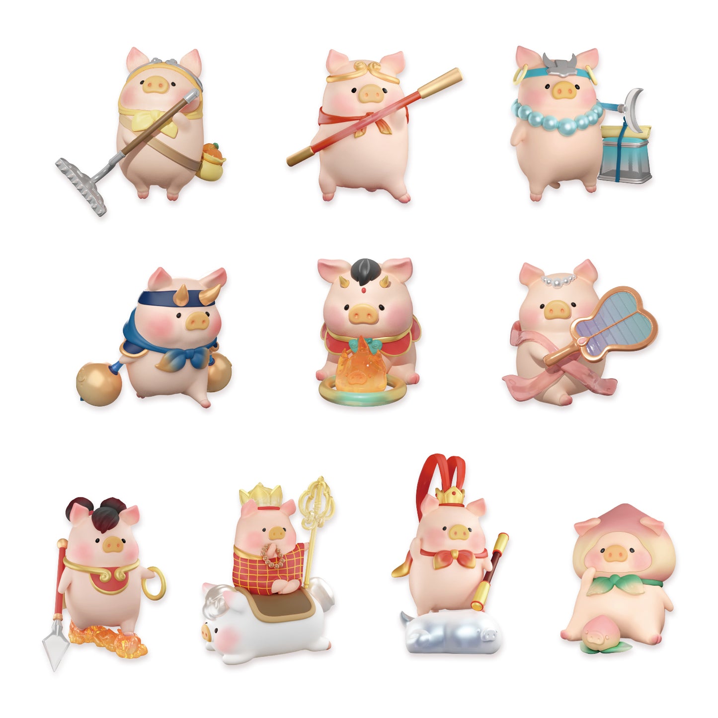 LuLu The Piggy Journey to The West Series Cute Blind Box Toy, Collectible Flocking Sun Wukong Monkey King Pig Zhu Bajie Vinyl Figure (1 PC)
