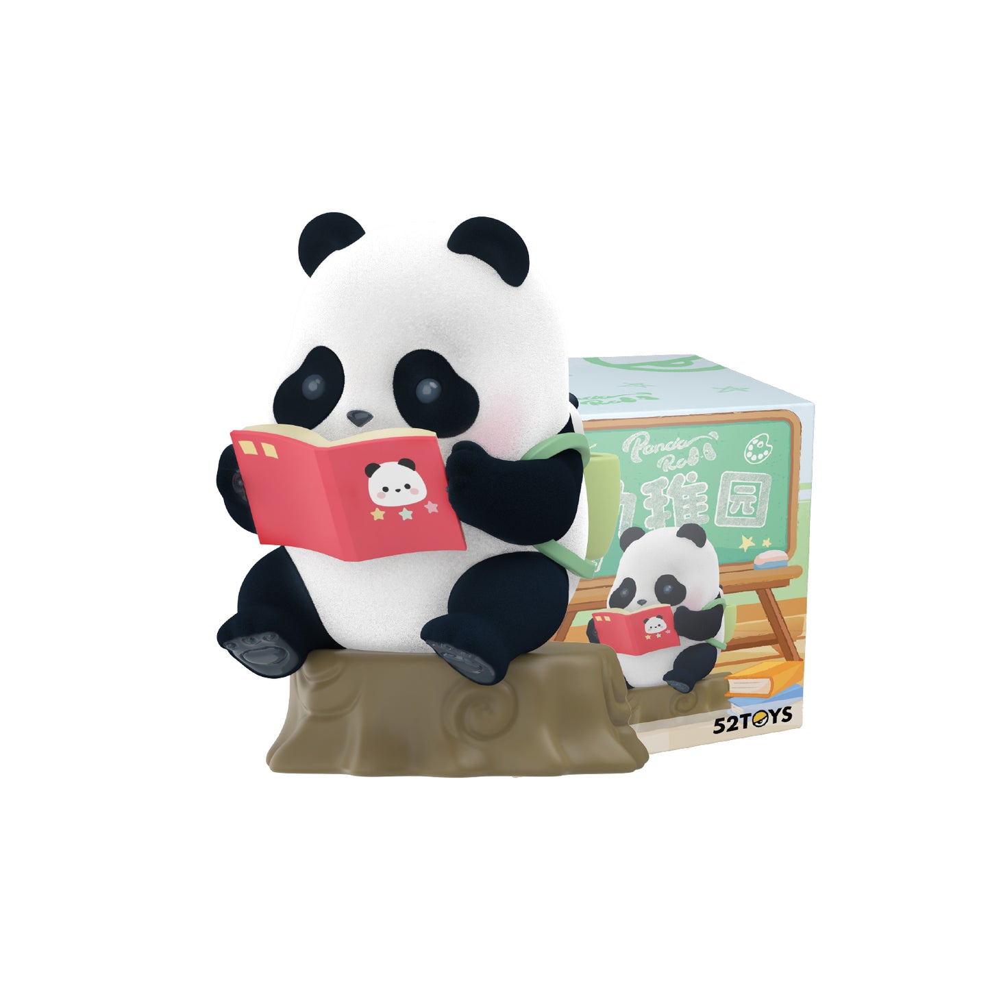 52TOYS Panda Roll Kindergarten Series, 1Pc Blind Box Random Cute Popular Collectible Flocking Panda Figures Toys, Creative Panda Gift for Boy Girl