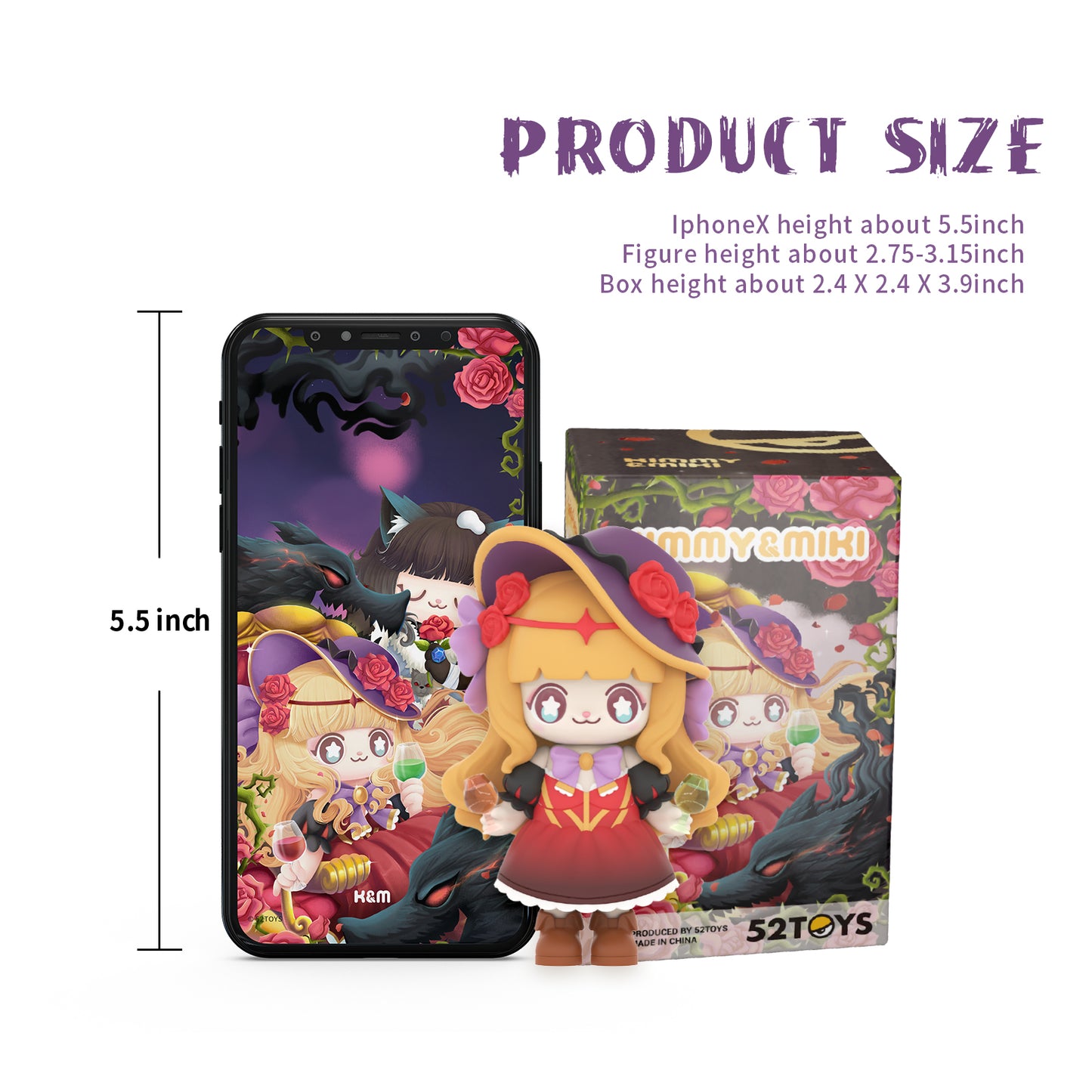 52TOYS Kimmy&Miki Werewolf Kill Series 2, 1PC Action Figure Collectible Toy Art Cute Desktop Decoration 3 Inch Creative Gift for Birthday Party Chirstmas