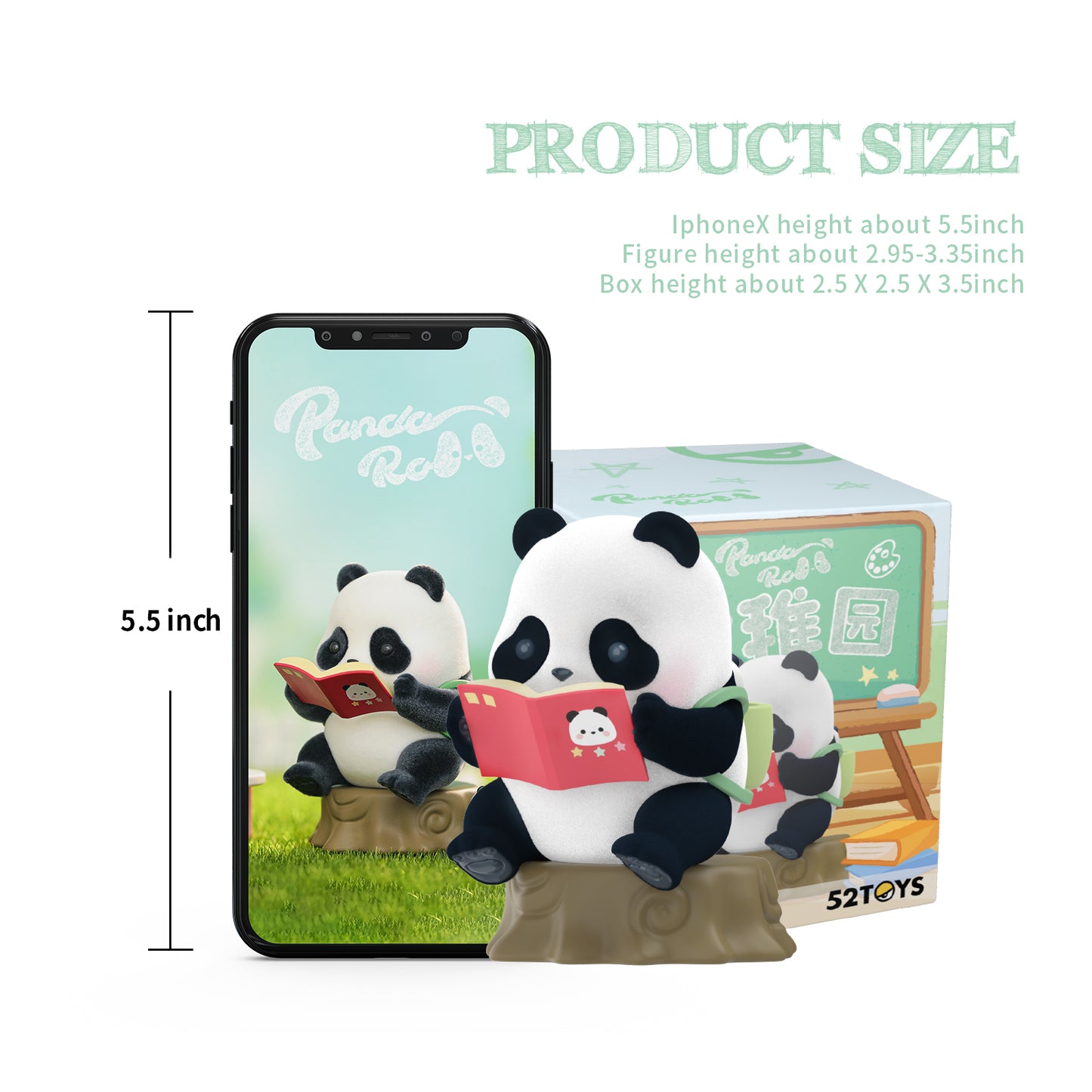52TOYS Panda Roll Kindergarten Series, 1Pc Blind Box Random Cute Popular Collectible Flocking Panda Figures Toys, Creative Panda Gift for Boy Girl