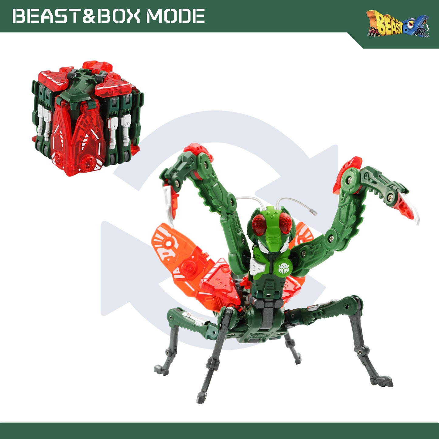 52TOYS BEASTBOX BB-28 REAPER Mantis Deformation Toys Action Figure, Transforms in Mecha and Cube