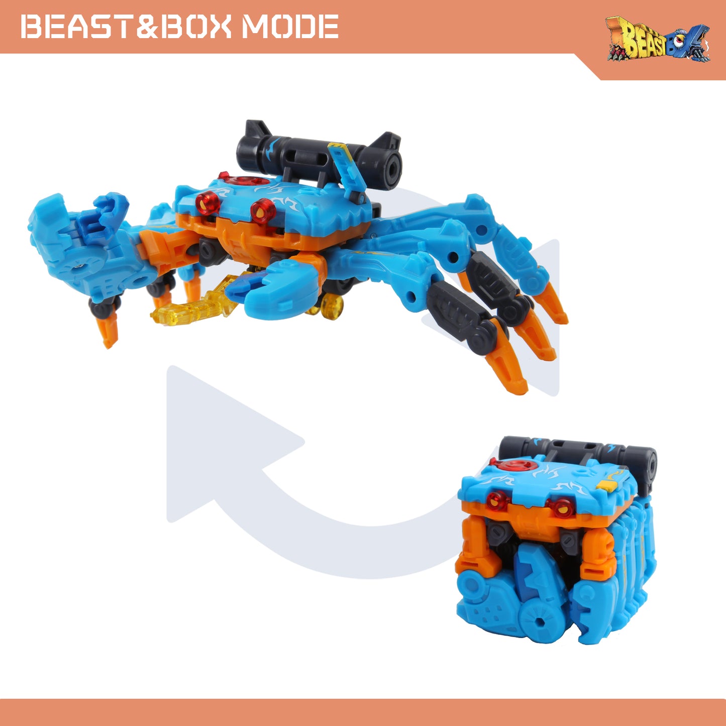 52TOYS BEASTBOX BB-18CL Blue Crab Deformation Toys Action Figure, Transforms in Mecha and Cube