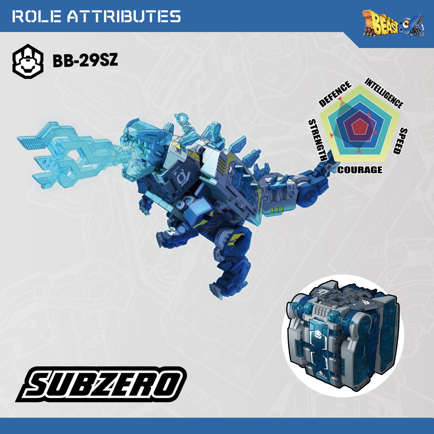 52TOYS BEASTBOX BB-29SZ Subzero Deformation Toys Action Figure, Transforms in Mecha and Cube