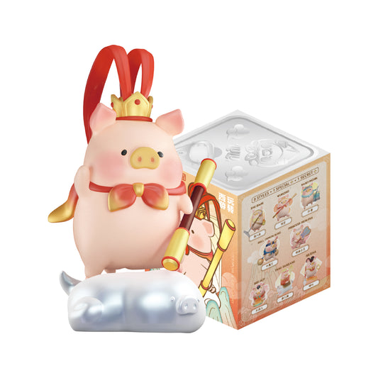 LuLu The Piggy Journey to The West Series Cute Blind Box Toy, Collectible Flocking Sun Wukong Monkey King Pig Zhu Bajie Vinyl Figure (1 PC)